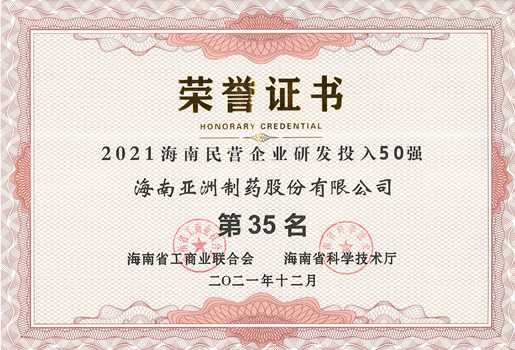 2021海南民营企业研发投入50强